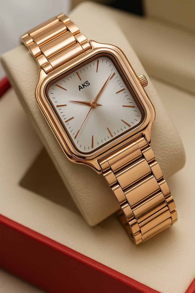 SQUARE ROSE GOLD WATCH