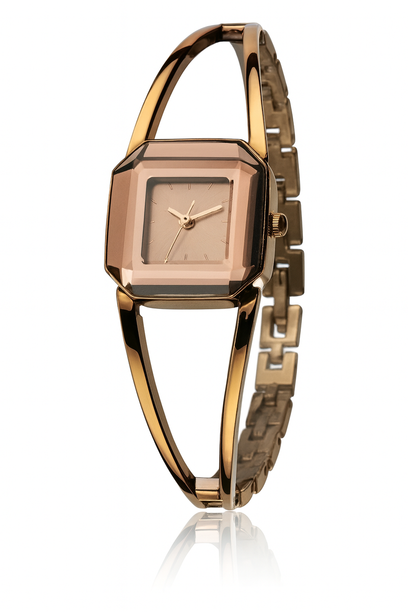 ROSE GOLD SQUARE STRAP WATCH