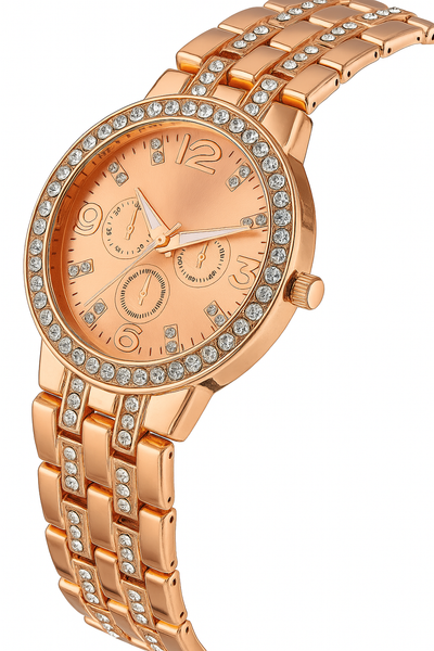 GENEVA PLATINUM ANALOG ROSE GOLD DIAL WATCH